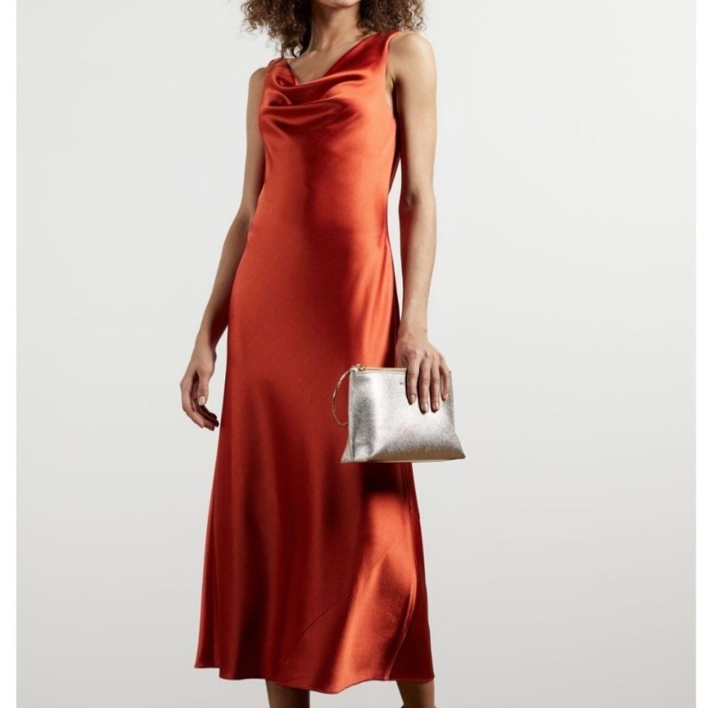 Ted Baker Kinseyy Cowl Neck Midi Slip Dress Burnt Orange 0 Formal Wedding Prom